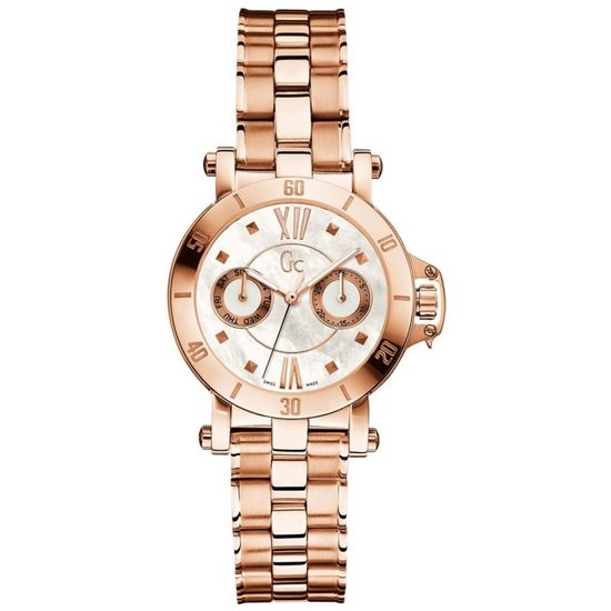 Montre GUESS Femme Chic En Caoutchouc Rose Et Acier - Mouvement Quartz - Cadre Argent Et Cadran Violet