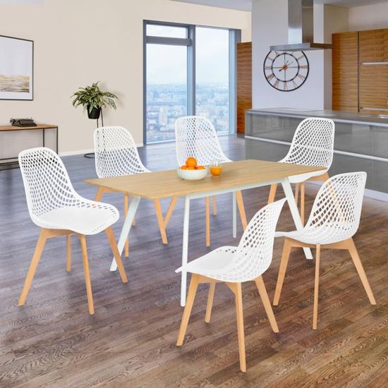 Lot De 4 Chaises Mandy Noires - Style Scandinave | Dossier En Polypropylène | Pieds En Bois | Pour Salle à Manger/Cuisine