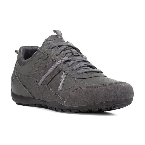 Basket homme Geox U Ravex Gris fonce Cuir Lacets Dark grey Cdiscount Chaussures