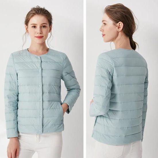 Doudoune Femme Col Rond - Veste Légère Boutonnée, Pliable, Sans Coutures - 3
