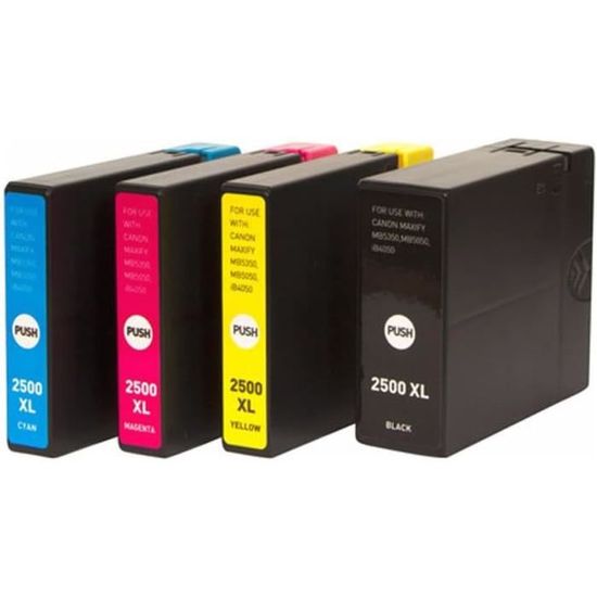 Cartuchos Pigmento Alta Capacidad Cartuchos Tinta Canon PGI-2500XL Multipack - Negro/Cian/Magenta/Amarillo - Para Impresoras Maxify Serie Tinta Original Maxify