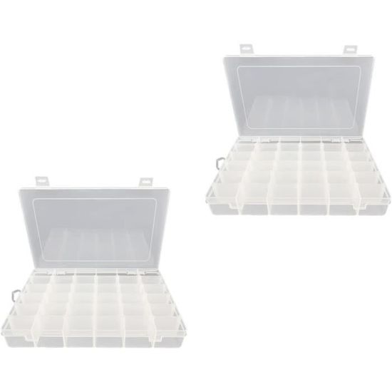 Boîte De Rangement 28 Compartiments PP Transparent – Organisateur Bijoux, Perles, Vis, Loisirs Créatifs