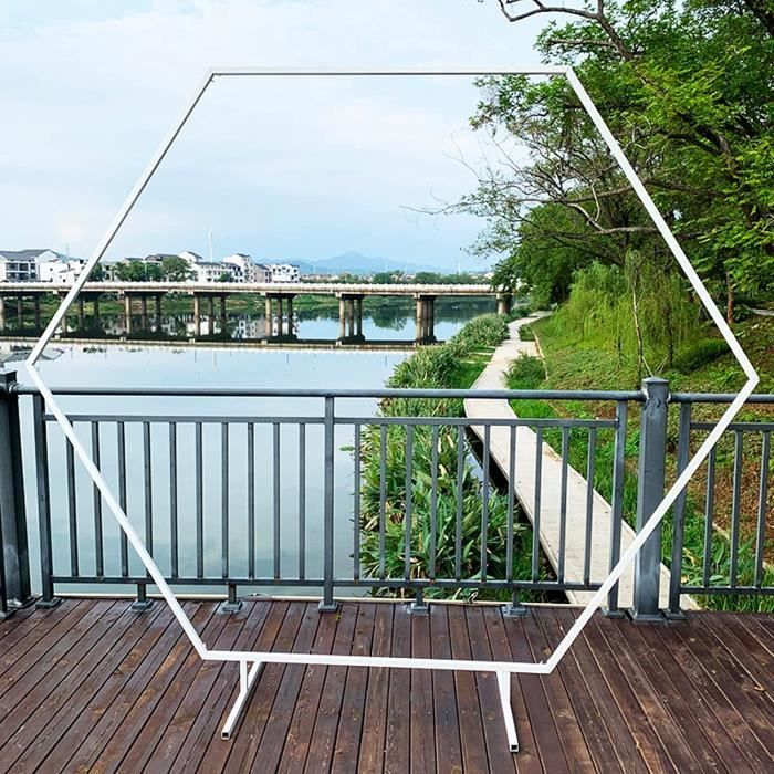 Arche Mariage Hexagonale Dorée 2,2m - Support Métal Pour Décoration Fête & Événements