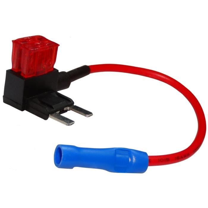 Aerzetix: C12348 Adaptateur de repiquage pour fusibles mini 11.9mm 10A x2 alimentation branchement 12V - 24V 1mm²