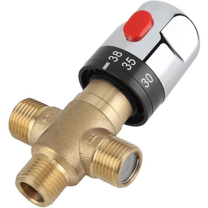 Laiton Massif Mitigeur Thermostatique, Robinet de Mélangeur de l'Eau Froide Chaude Robinet Température Fixe pour -CWU