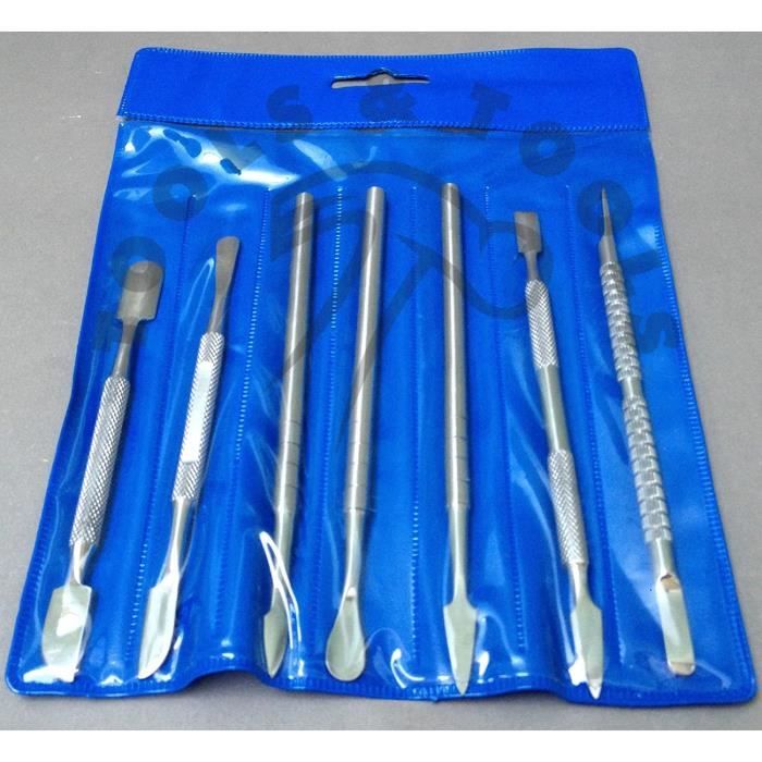 Qualité 7 Pièce Cuticule Ongle Pousseurs Cuillière Solvant Manucure Pédicure Couteau Set