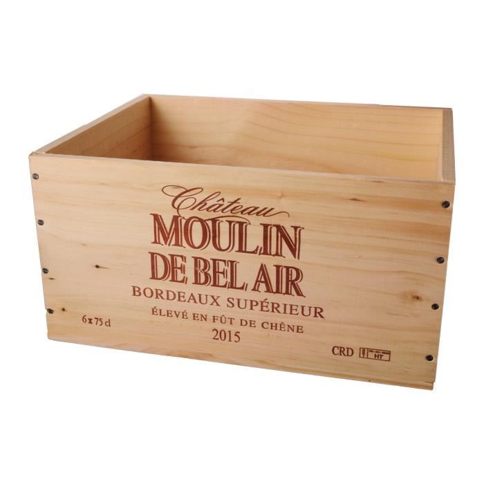 La Caisse Bois 6x75cl estampillé Château Moulin de Bel Air - coffret