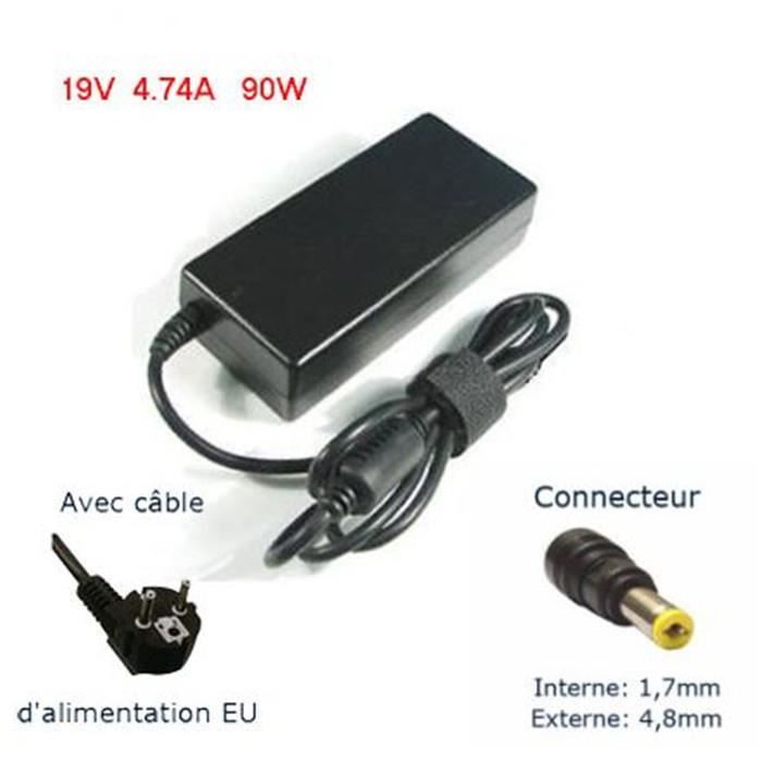 Chargeur adaptateur 19V 4.74A 90W alimentation CA pour HP Envy 14 15 4.8 * 1.7