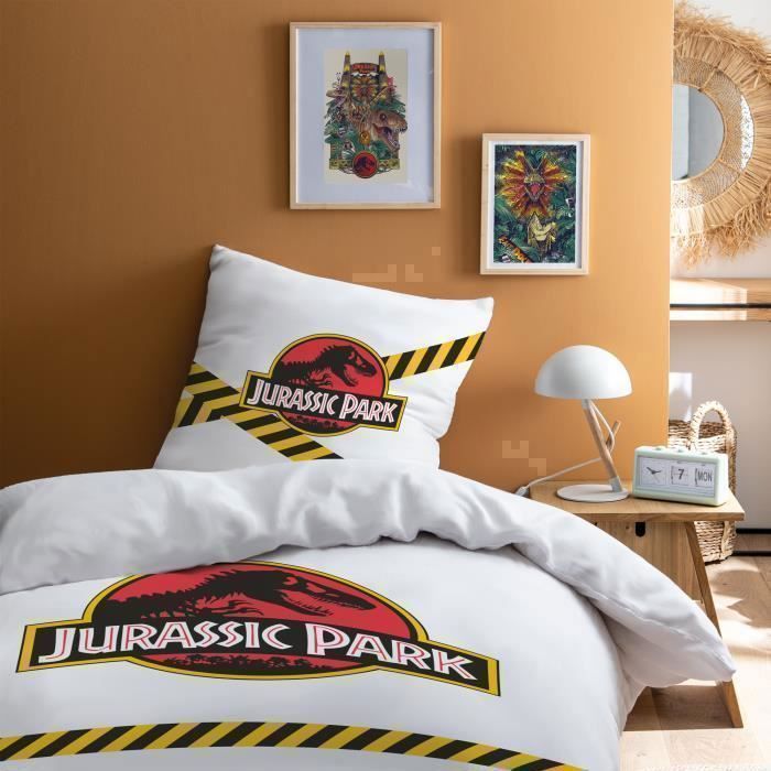 Housse de couette et taie d'oreiller enfant 100% coton Jurassic World 140x200