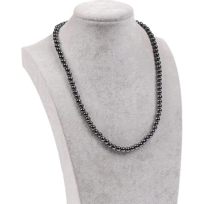 Collier hématites perles noires
