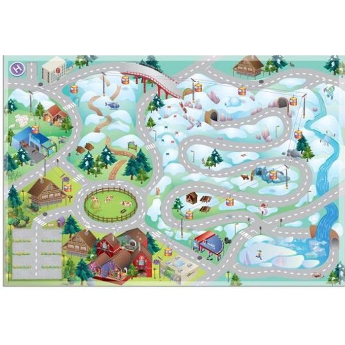 Tapis enfant jeu circuit CONNECTE MONTAGNE multicolore 100x150, par House Of Kids, Tapis pour enfant