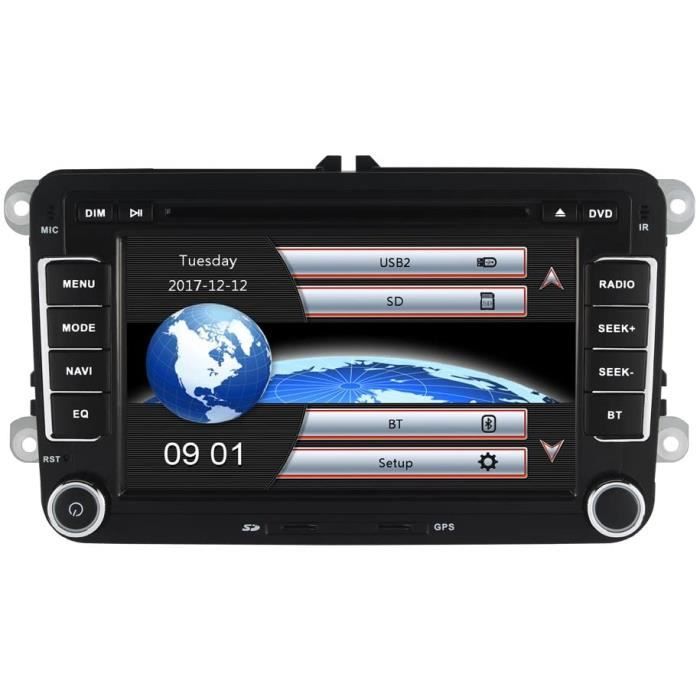 AUMUME 7 Pouces Autoradio Stéréo pour VW Golf Skoda Seat avec DVD GPS Navigation Radio Bluetooth Support Parking Caméra Contrôle au