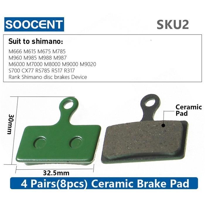 Pièce Détachée,4 paires (8 pièces) vtt vélo hydraulique disque céramique plaquettes de frein pour SHIMANO SRAM AVID HAYES - Type 2