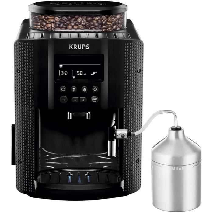 KRUPS ESSENTIAL NOIRE Machine à café à grain Machine à café broyeur grain Cafetière expresso Ecran LCD Nettoyage automatique Buse va