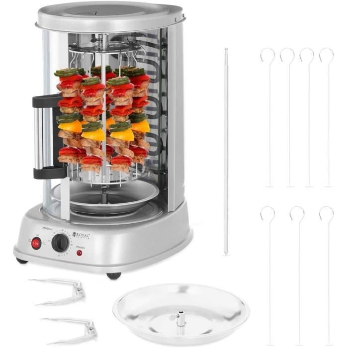 Royal Catering Rôtissoire Verticale Machine À Kébab Poulet Électrique Appareil Mini Machine Grill Rotatif RCGV-1400 (3-en-1, 1 500 W