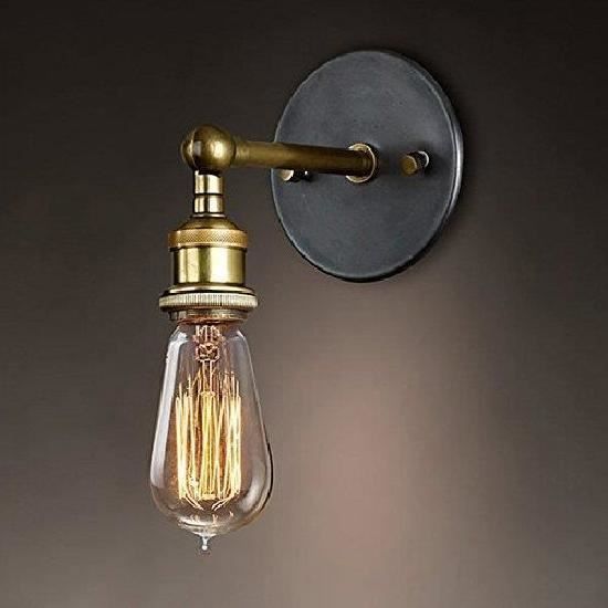 Rétro Luminaire Applique Murale Style Industriel Réglable Finition de Laiton Éclairage Vintage Edison Lampe Douille E27 Pour Grenie