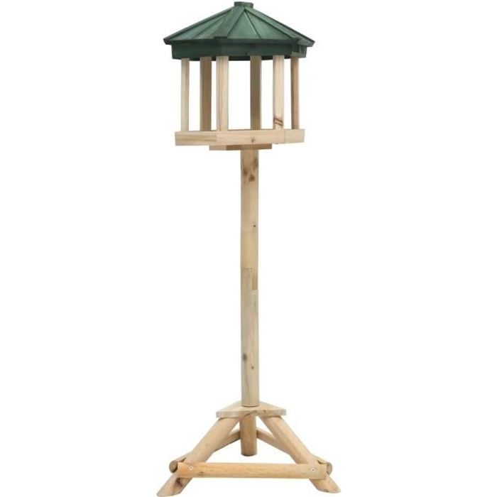 YOS Mangeoire à oiseaux sur pied Bois de sapin Brun 33 x 106 cm -9167167713448