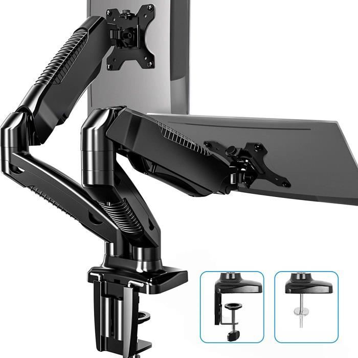 FITUEYES Support d'Écran Bras d'Écran PC Réglable,Réhausseur d'Écran pour Bureau - pour 2 Écrans de 13--27-,Charge Maximal:6.5kg