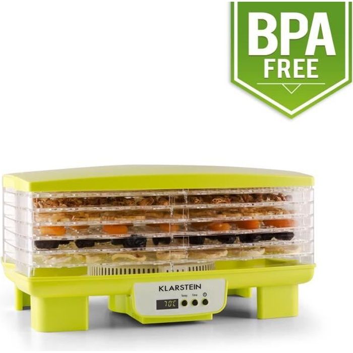 Klarstein Bananarama - Déshydrateur alimentaire de 550W à 6 étages pour fruits, légumes, viandes