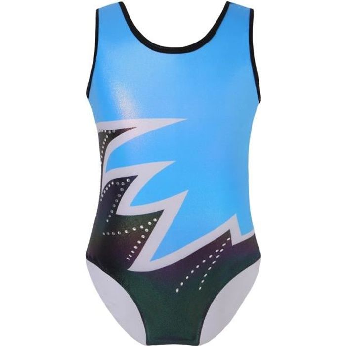 iiniim Justaucorps Gymnastique Fille Sans Manche Brillant Danse Ballet Combinaison Athlétique Sport pour Enfant 5-14 Ans