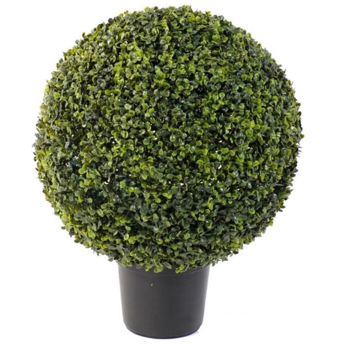 Plante artificielle haute gamme Spécial extérieur - Buis boule artificiel - Dim : H.60 x D.47 cm