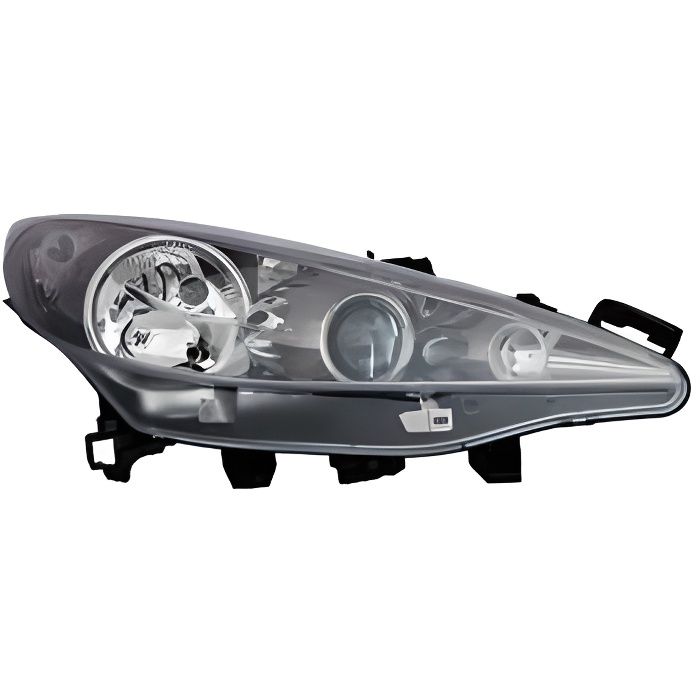 Phare Optique avant droit PEUGEOT 207 CC phase 1, 2007-2009, H7+H7+H1, noir, Neuf.