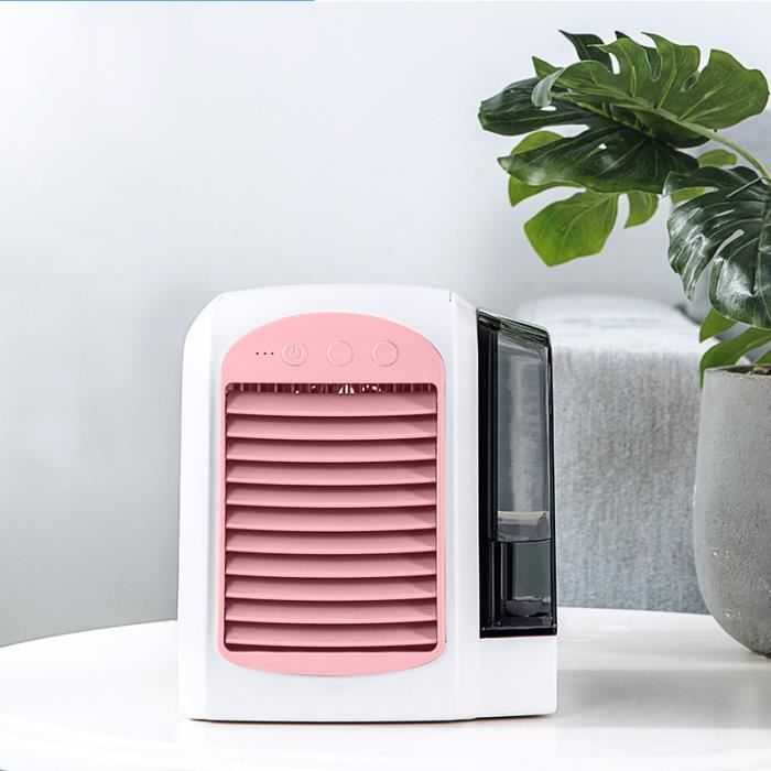 Rose -Humidificateur de purification, mini refroidisseur d'air, avec réservoir d'eau de 380 ml, 3 modes réglables, pour la maison