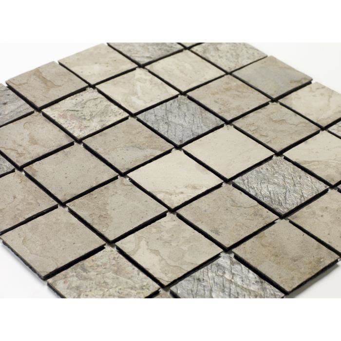 U-TILE Mosaique en pierre naturelle 30 x 30 xm - Carreau 5 x 5 cm - Mixte beige
