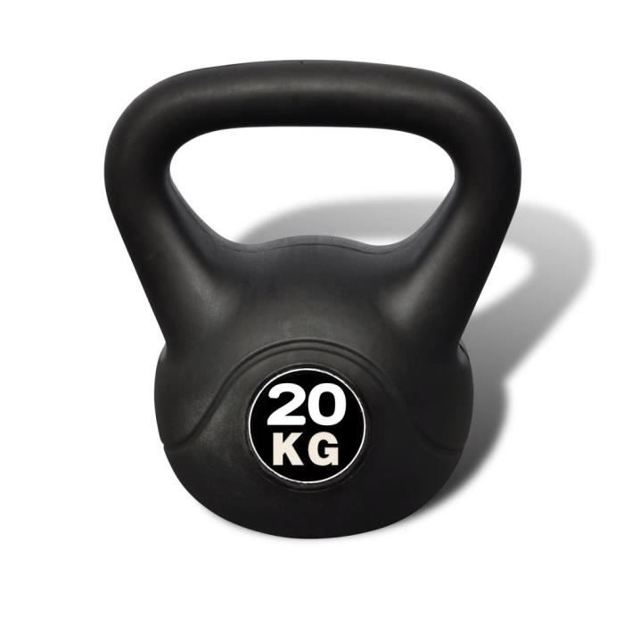 Kettlebell Girevoy haltère de 20 kg en ciment et plastique 25 x 25 x 36 cm NOIR