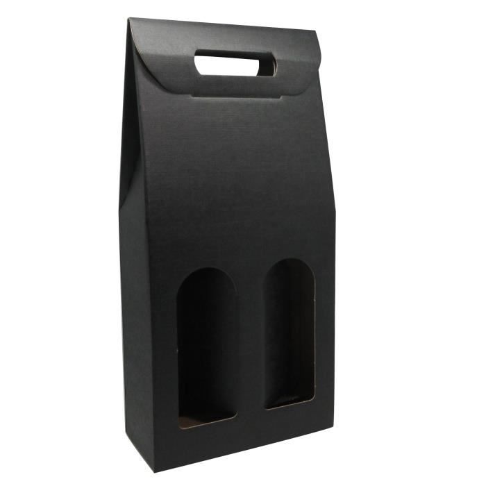 CLASSWINE Etui carton noir à fenêtre pour 2 bouteilles
