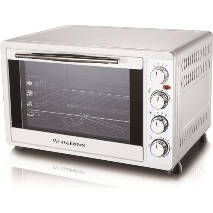 WHITE & BROWN MF 448-Mini four-45 L-2000 W-Voûte, sole ou convection-Rotissoire et chaleur tournante-Blanc