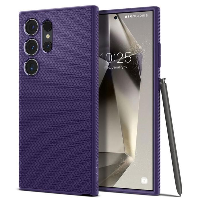 Coque arrière - Spigen - Liquid Air - Compatible Samsung Galaxy S24 Ultra 5G - Violet Foncé - TPU Souple