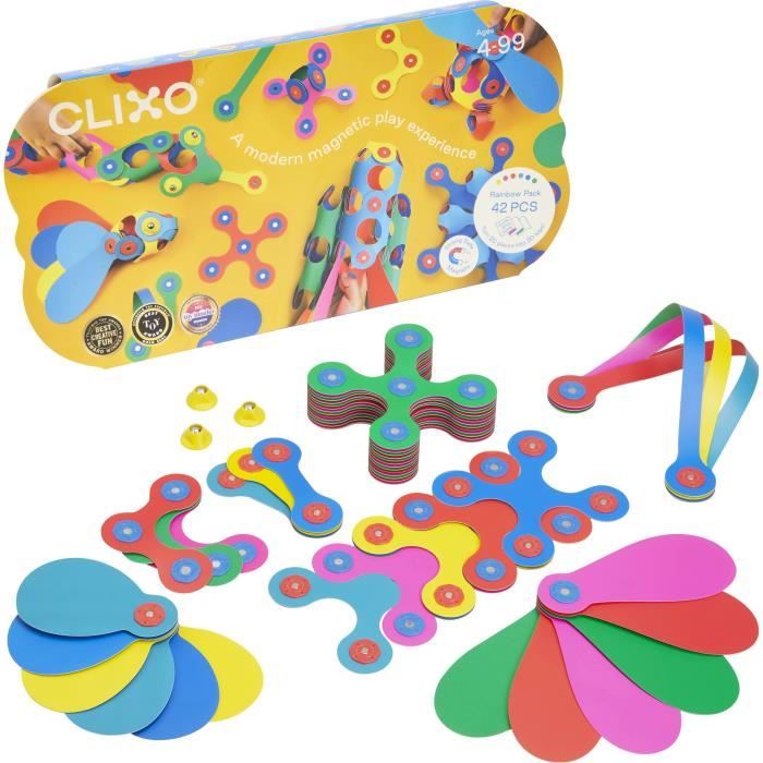 Jeu de Construction Magnétique GIPSY TOYS Rainbow Pack CLIXO 42 pièces Dès Eco responsable