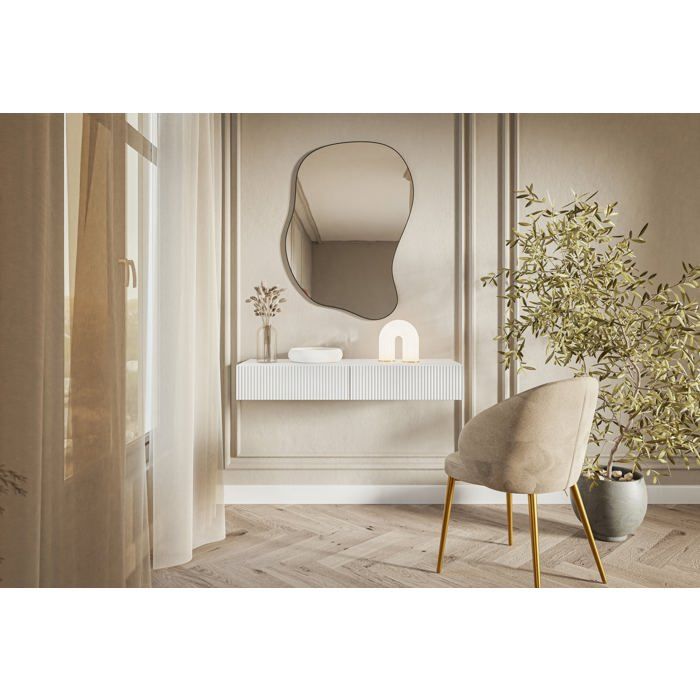 Coiffeuse avec tiroir - VELDIO - 110 cm - suspendu - blanc