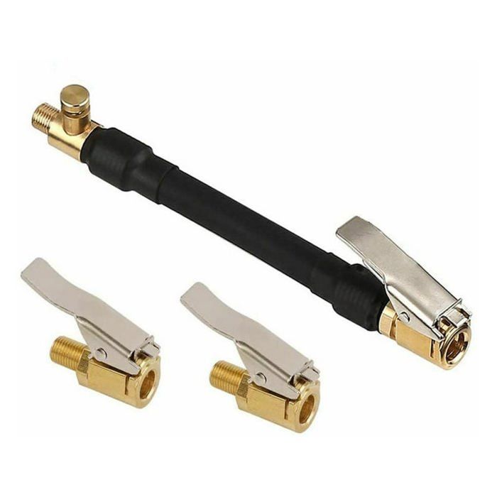 Adaptateur De Gonflage Pour Pneus - Avec Valve De Dégonflage - Tuyau Extensible 17cm - Voiture, Vélo, Moto