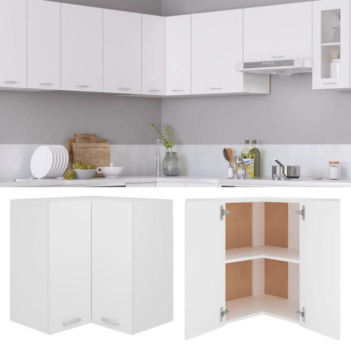 CLOUD Armoire dangle suspendue armoire de cuisine meuble haut de cuisine Blanc 57x57x60 cm Bois CHYNEW9848459 CLOUD Armoire dangle suspendue armoire de cuisine meuble haut de cuisine Blanc 57x57x60 cm Bois CHYNEW9848459