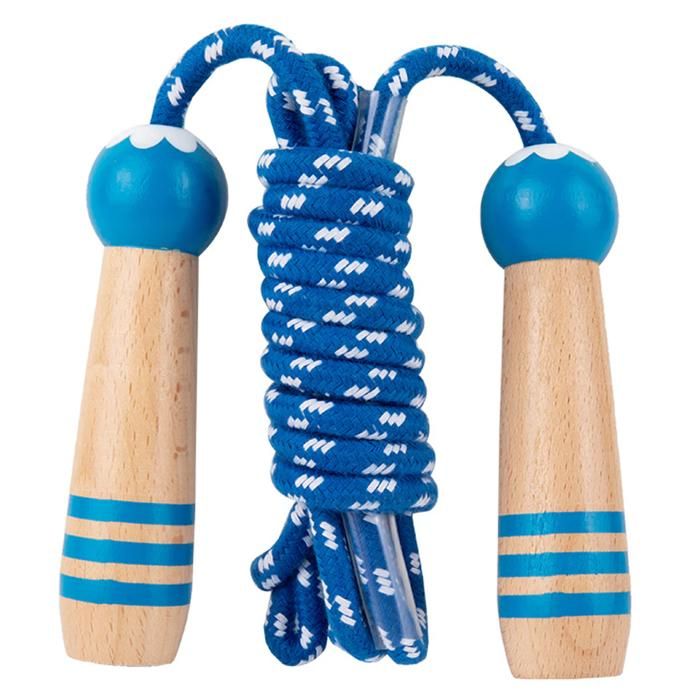 Lot De 2 Cordes à Sauter Enfant – 250 Cm – Poignée Bois, Coton – Vert Et Orange – Fitness Et Jeu