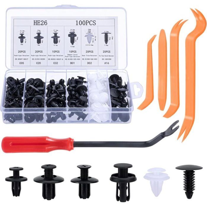 FlkwoH Rivet Clips Plastique 100 Pièces Clips Plastique Voiture Clips Peugeot Carrosserie Garniture Clips avec Outil Démontage - Bricolage FlkwoH Rivet Clips Plastique 100 Pièces Clips Plastique Voiture Clips Peugeot Carrosserie Garniture Clips avec Outil Démontage - Bricolage