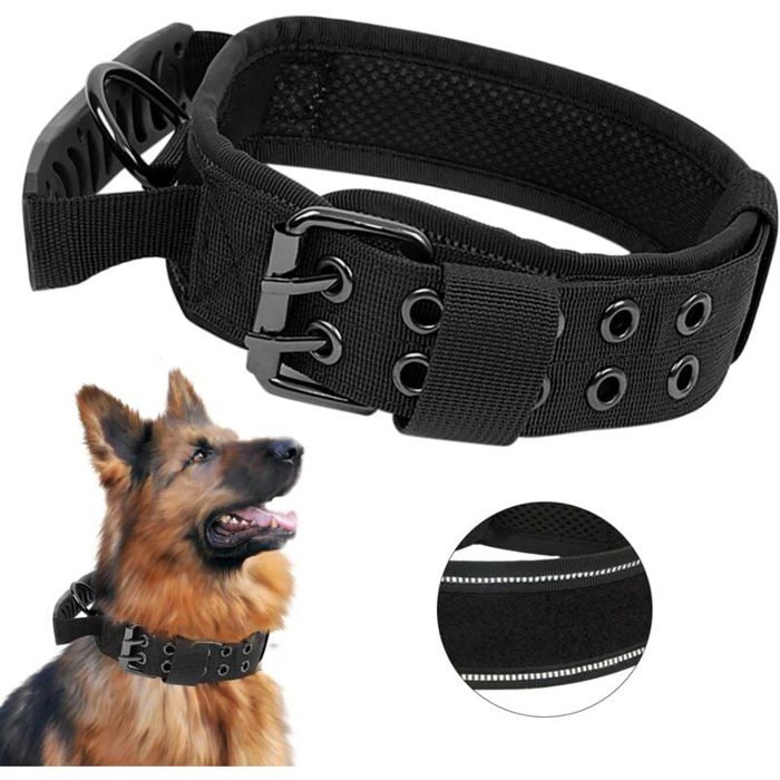 Comparer les prix de Améliorer Collier de Chien Tactique avec Poignée de Commande, Militaire Collier Réglable Chien Rembourré pour Chiens de Taille M