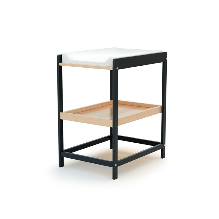 AT4 - Table à langer 1 étagère en bois LIMA Gris Graphite et Hêtre Verni - Taille unique