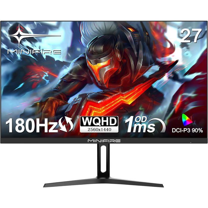 Écran Pc Gamer 27 Pouces180HzIps1MsWqhd 2560 X 1440120% SrgbAmd FreesyncInclinaison RéglablePrend En Charge Hdmi2.0/Dp1.2