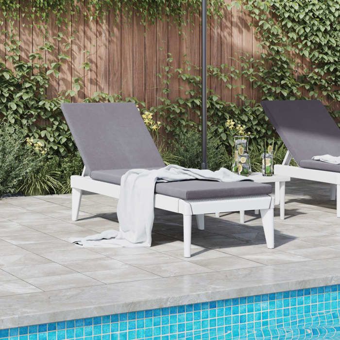 JLL*TOP - Chaise longue - Bain de soleil - blanc 186x60x29 cm PP LLL1353