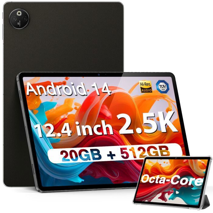 DOOGEE T30 Max Android 15 Tablette Tactile avec clavier et stylet20Go+512Go12 Pouces Tablettes10800mAh/33WDual 4GGPS – Noir