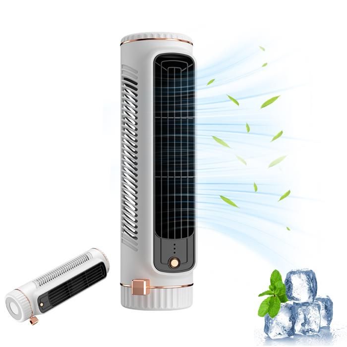 Ventilateur sans pale de bureau USB rechargeable – Mini tour silencieuse 27 cm avec 3 vitesses design compact pour chambre bureau - Prumya