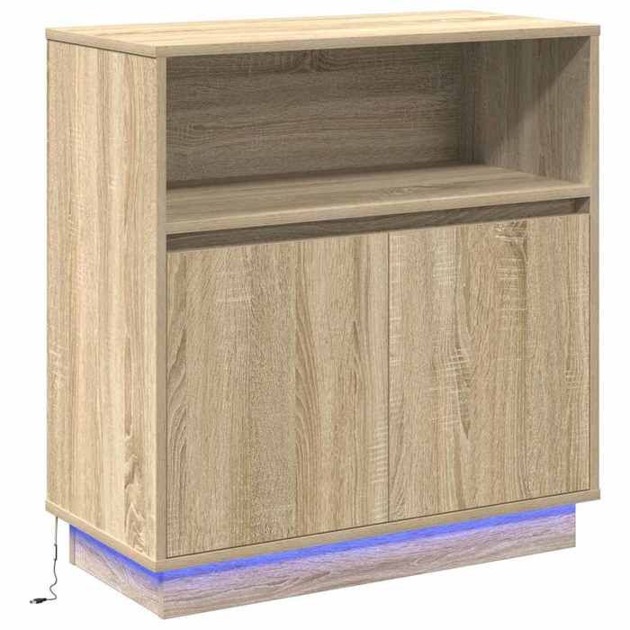 ESTINK® Buffet bas contemporain - Armoire Polyvalent - pour Cuisine/Salon - avec LED Chêne sonoma 71x34.5x75 cm - @@859