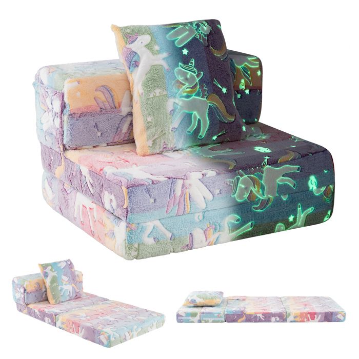COSTWAY Canapé pour Enfants Phosphorescent 3-en-1 avec Housses Zippées Lavables et Coussin Supplémentaire Convertible COSTWAY Canapé pour Enfants Phosphorescent 3-en-1 avec Housses Zippées Lavables et Coussin Supplémentaire Convertible
