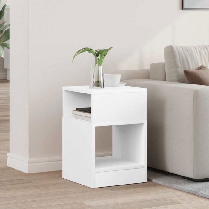 VidaXL Table dappoint blanche 305 x 30 x 45 cm en bois dingénierie – guéridon contemporain
