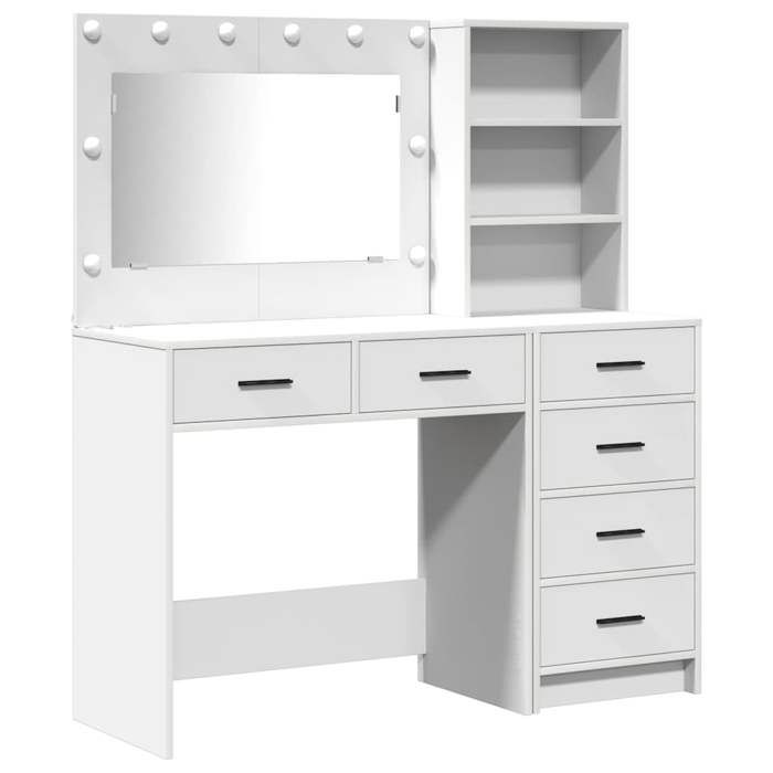 En solde Coiffeuse moderne Table de Beauté pour femmes Blanc 78.5x41x135 cm Bois dingénierie A123