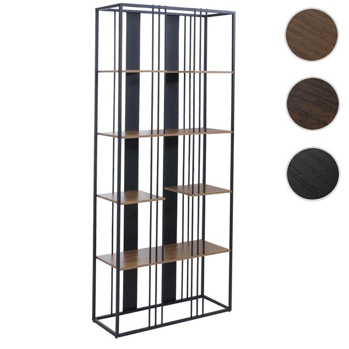 Étagère HWC-P12 mélamine certifiée MVG 180x80x31cm noir marron