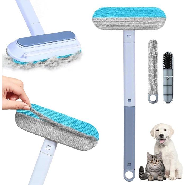 Brosse anti-poils danimaux 4 en 1 - 45 x 18 cm - Réutilisable - Long manche - Qualité supérieure